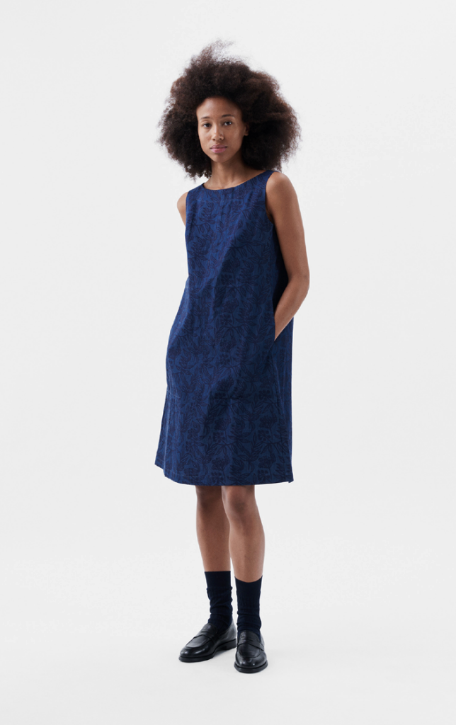Lulu Dress - Floral Block Print Light Denim no. 2 - 100% Cotton