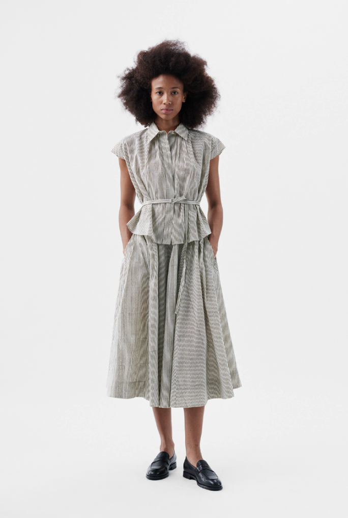 Schrol Skirt - Stripe BlockPrint Cambric - 100% Cotton