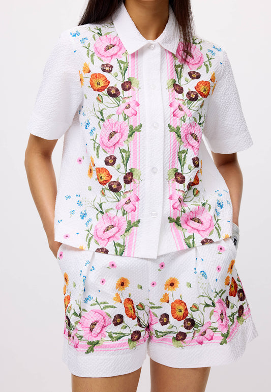 Seersucker Shorts - Scarf Boarder Print