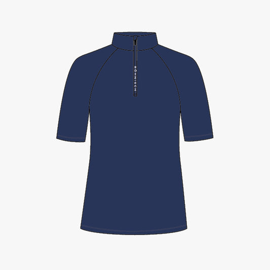 Half Zip SS Top - Navy