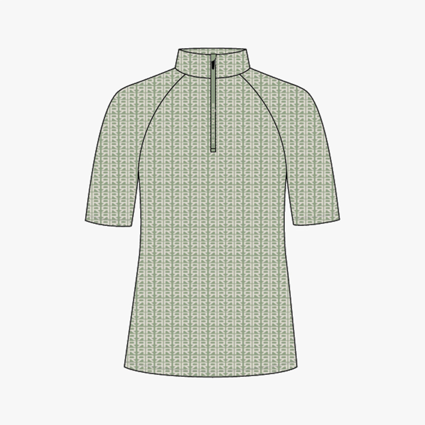 Half Zip SS Top - Typographic Print Mistletoe
