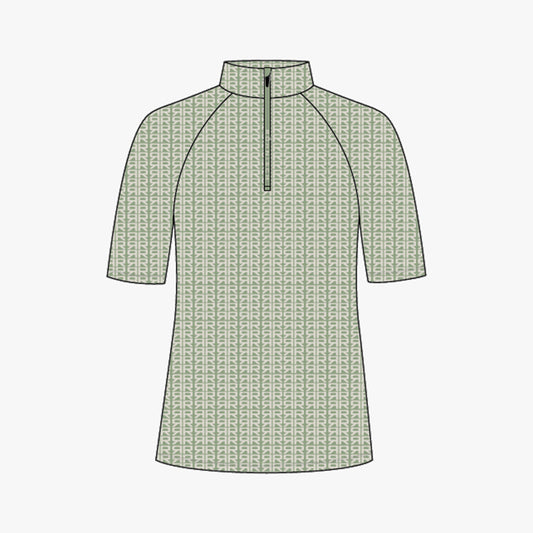 Half Zip SS Top - Typographic Print Mistletoe