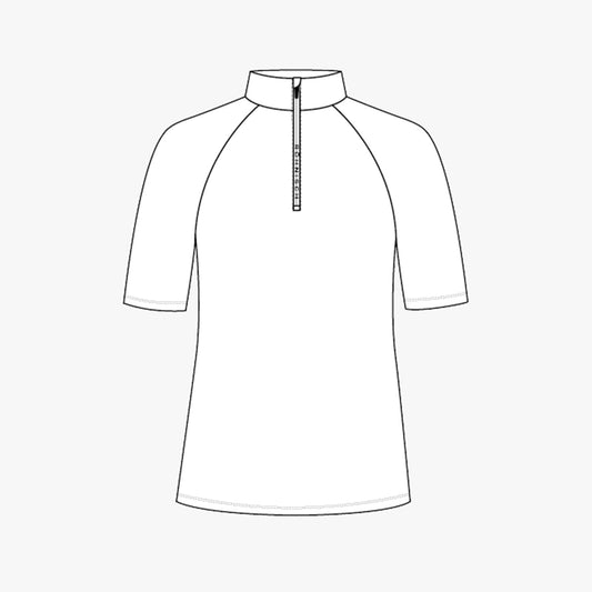 Half Zip SS Top - White