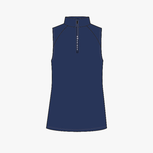 Half Zip Sleeveless Top - Navy