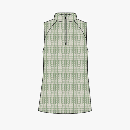 Half Zip Sleeveless Top - Typographic Print Mistletoe