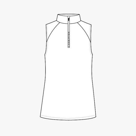 Half Zip Sleeveless Top - White