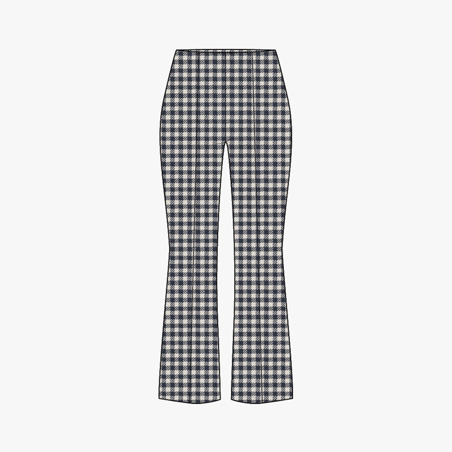 Kick Flare Pull On Pants - Pepita Check Navy