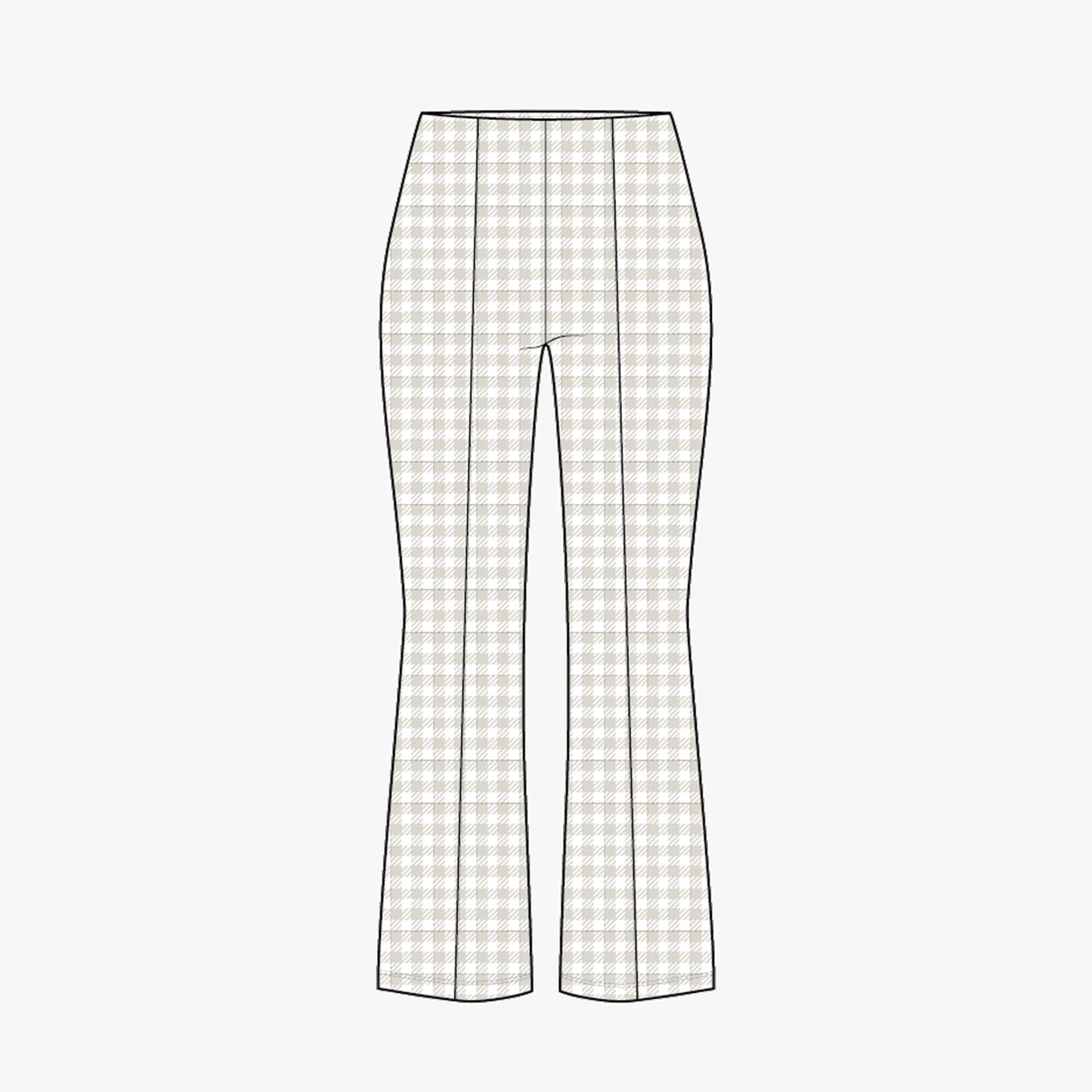 Kick Flare Pull On Pants - Pepita Check Oatmeal