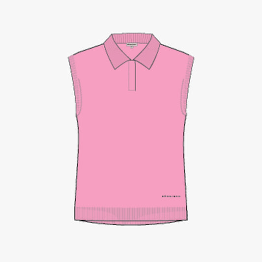 Merino Sleeveless Polo Shirt - Begonia Pink