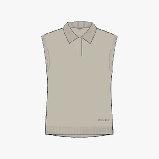 Merino Sleeveless Polo Shirt - Oatmeal
