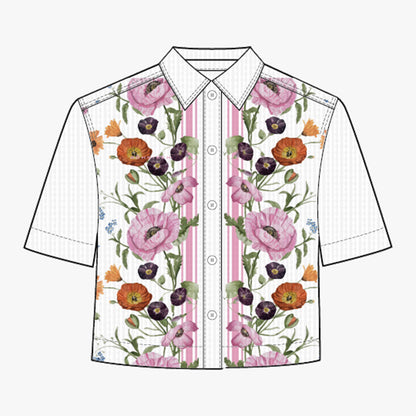 Seersucker Short Sleeve Shirt - Scarf Boarder Print