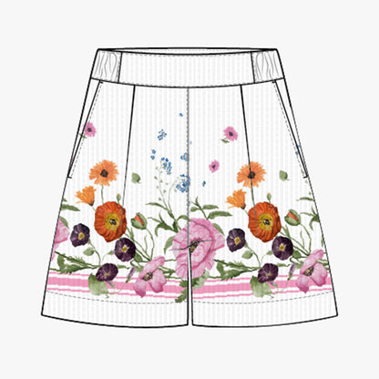 Seersucker Shorts - Scarf Boarder Print