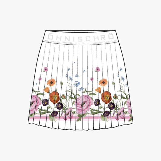 Breezy Pleated Skort - Scarf Boarder Print
