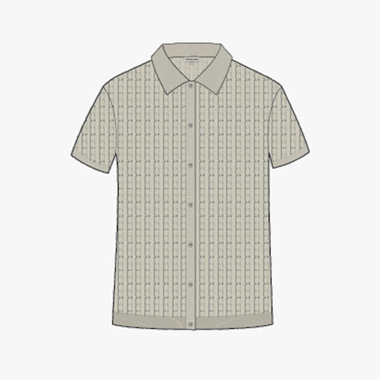 Classic Cable Full Button SS - Oatmeal