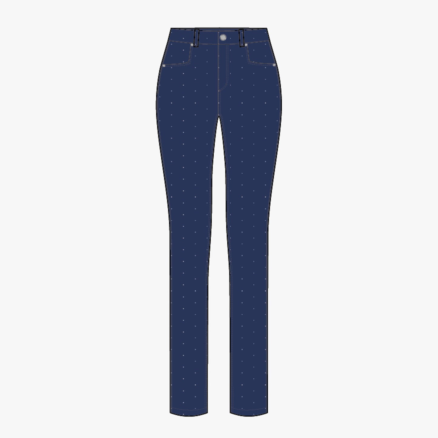 Chie Comfort Pants 30 - Dot Print Navy