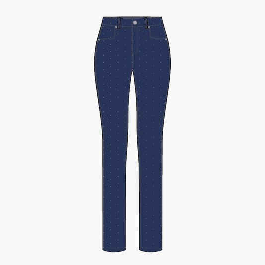 Chie Comfort Pants 30 - Dot Print Navy