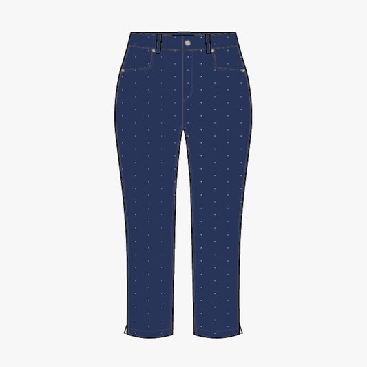 Chie Comfort Capri - Dot Print Navy