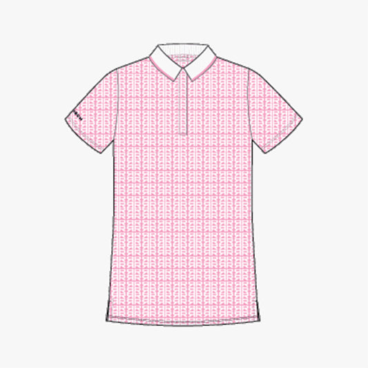Deni Poloshirt - Typographic Print Begonia Pink