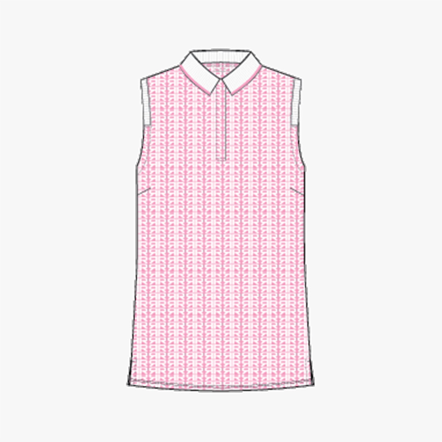 Deni Sleeveless Poloshirt - Typographic Print Begonia Pink