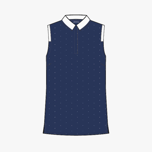 Deni Sleeveless Poloshirt - Dot Print Navy
