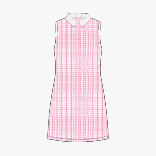 Deni Sleeveless Dress - Typographic Print Begonia Pink