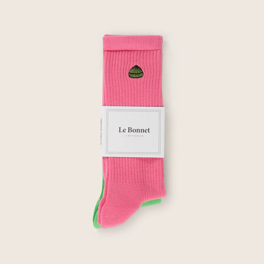 Socks, 2 Pack, Bubblegum/Jade