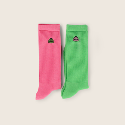 Socks, 2 Pack, Bubblegum/Jade